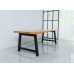 Rustic Solid Wood Rustic Dining Table / Desk / Work Table - Chunky Timber / Black Steel Legs (A-Frame Legs) - 1.5m (150cm) / 1.8m (180cm) / 2m(200cm) c/w Black A-FrameLegs x 2 4-8 Persons - SQUARE EDGE	